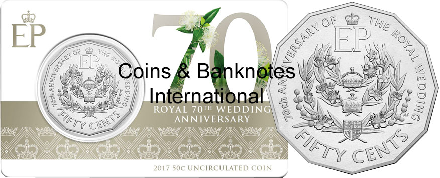 2017 Australia 50 Cents (Wedding Anniversary) in card